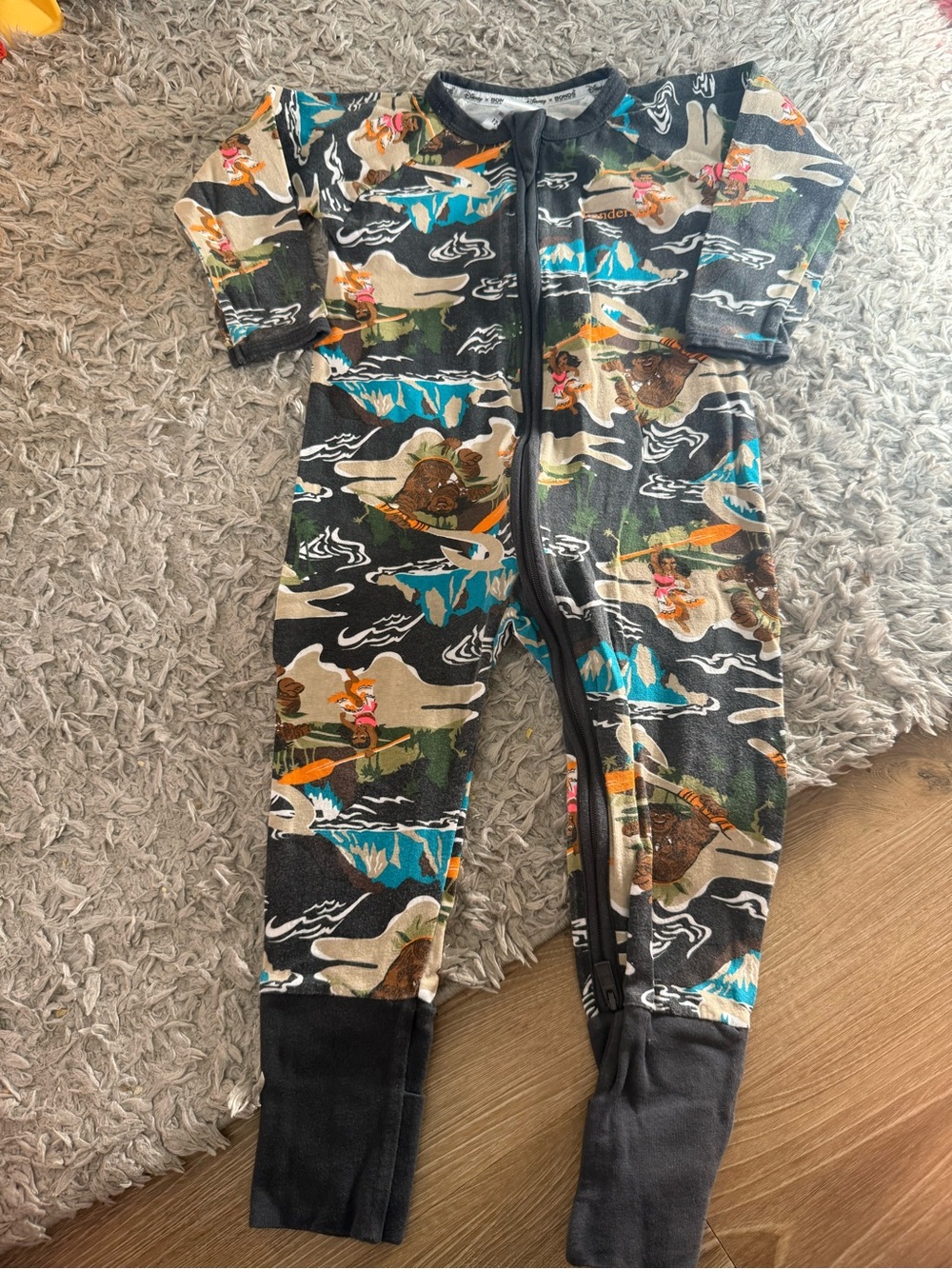 Bonds Black Moana Multicolor Zip-Front One-Piece Footie